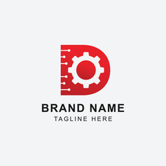 Letter D and Gear Dynamic Logo Design Combined Stock Design. Perfect for Engineering Logo