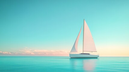 Fototapeta premium Sailing adventure on tranquil waters ocean scenic photography daylight aerial view serenity