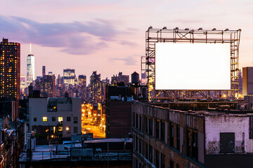 Obraz premium white blank horizontal billboard mockup on a cosmopolitan city 