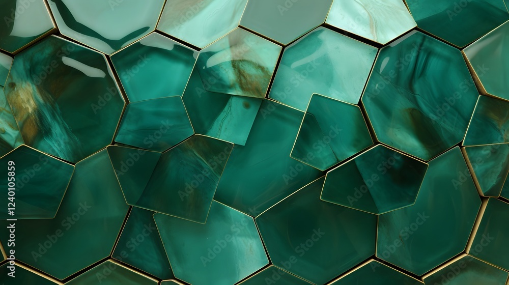 Poster seamless and elegant geometric pattern formed by green jade tiles creating a sophisticated surface t