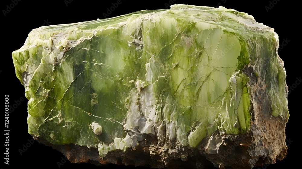Poster captivating image of a natural jade rock with a combination of raw unfinished edges and smooth polis