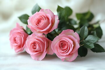 Fototapeta premium Delicate Pink Roses: A Bouquet of Beauty