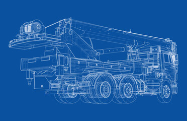 Car crane. Vector rendering of 3d