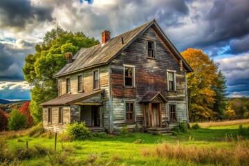 Obraz premium Abandoned Farmhouse Upstate NY - Rustic Decaying Rural Home
