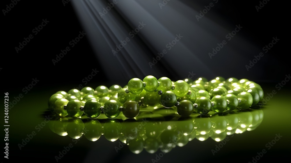 Aufkleber graceful and tranquil jade bead arrangement showcased with soft gradient lighting creating a serene 