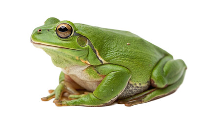 Fototapeta premium Green Frog on White Background. Isolated on transparent background, png.