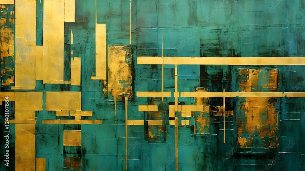 Aufkleber monochromatic jade themed abstract composition with rich textural elements featuring a harmonious bl