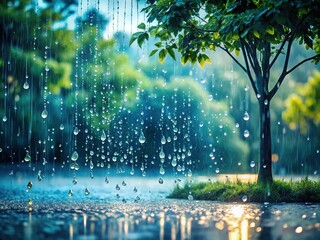 Fototapeta premium Macro Rain Drops on Leaf, Water Droplets Nature Photography