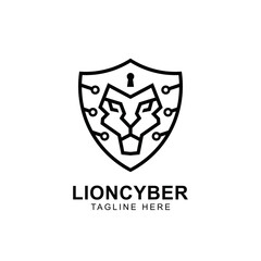Lion head with shield logo concept. Best for cyber security, technology or network company