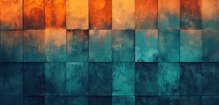 Glowing textures enrich bright teal and warm amber gradients, adding vibrancy to the dynamic visuals.