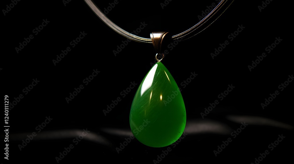 Poster mesmerizing jade pendant glowing with an alluring luminescence against a deep dark backdrop creating