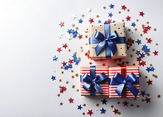 Obraz premium Patriotic Gift Boxes: 4th of July, Presidents Day, Memorial Day & Election Celebration