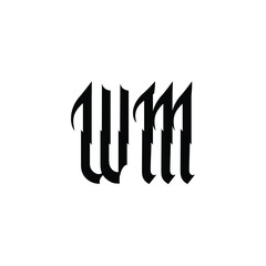 WM monogram logo design letter text name symbol monochrome logotype alphabet character simple logo