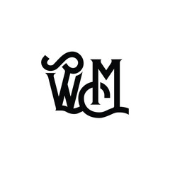 WM monogram logo design letter text name symbol monochrome logotype alphabet character simple logo