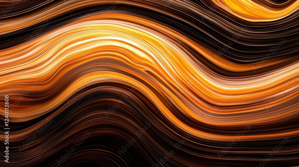 Poster abstract golden waves flowing through a dark textured background showcasing elegant swirls of light 