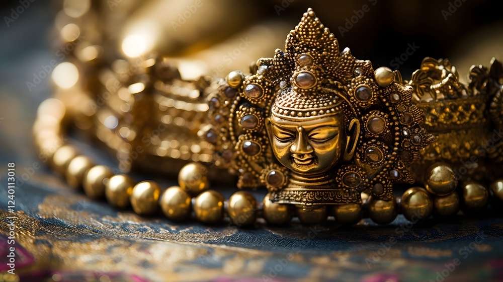 Poster close up of buddha s hands in a symbolic mudra gesture showcasing the intricate details and textures
