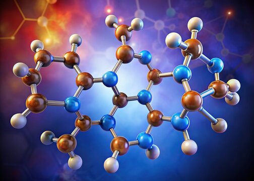 Silhouette of a complex molecule representing fertility drug, against a vibrant sunset backdrop.