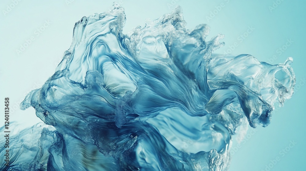 Aufkleber abstract blue translucent fabric creating a dynamic and flowing three-dimensional shape