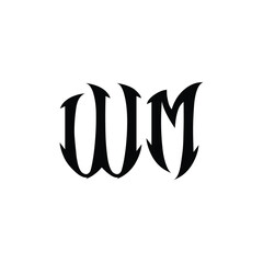 WM monogram logo design letter text name symbol monochrome logotype alphabet character simple logo