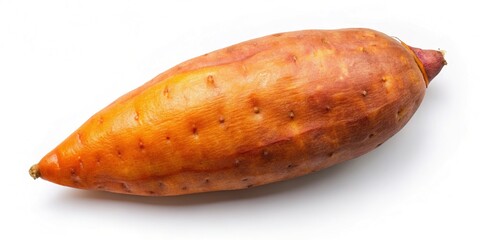 Sweet Potato Isolated on White Background: Close-Up Aerial View, Flat Lay, Organic Produce