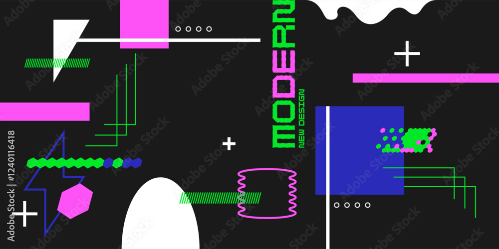 Poster abstract background with various bright geometric shapes. concise design. a composition of figures o