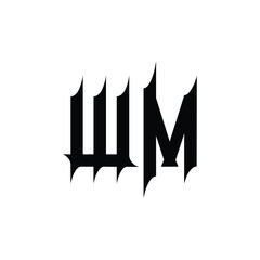 WM monogram logo design letter text name symbol monochrome logotype alphabet character simple logo