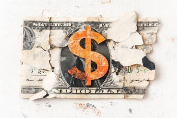 A minimalist depiction of a single banknote with a bold dollar sign ($) in the center, set against a clean white background