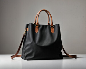 black leather handbag