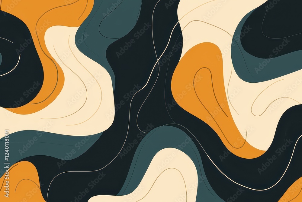 Poster abstract fluid shapes in vibrant colors creating a modern artistic background design