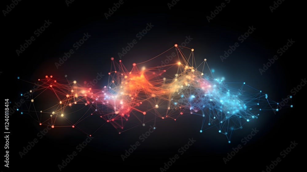 Poster vibrant abstract representation of brain neural activity colorful electric impulses depicting cerebr