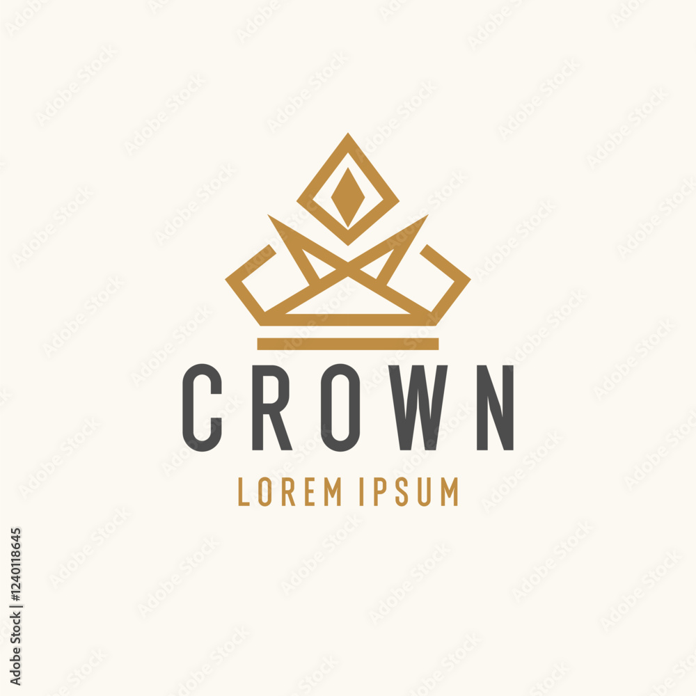 Poster the linear image of the crown. isolated vector emblem. illustration in simple flat style.