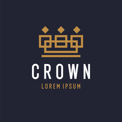 The linear image of the crown. Isolated vector emblem. Illustration in simple flat style.