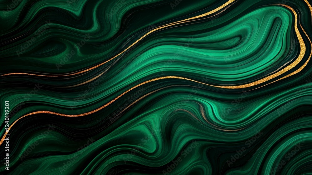 Poster beautiful abstract green and gold marble texture featuring flowing shapes and rich patterns for crea