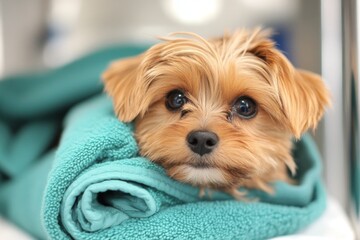 A pet club member receiving exclusive pet grooming and product discounts for their furry friend