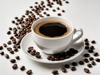 cup of coffee with beans