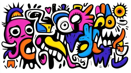 Obraz premium Vibrant abstract expression featuring bold colors and playful shapes in a lively and dynamic composition