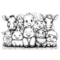 Farmyard Friends Coloring Book Page