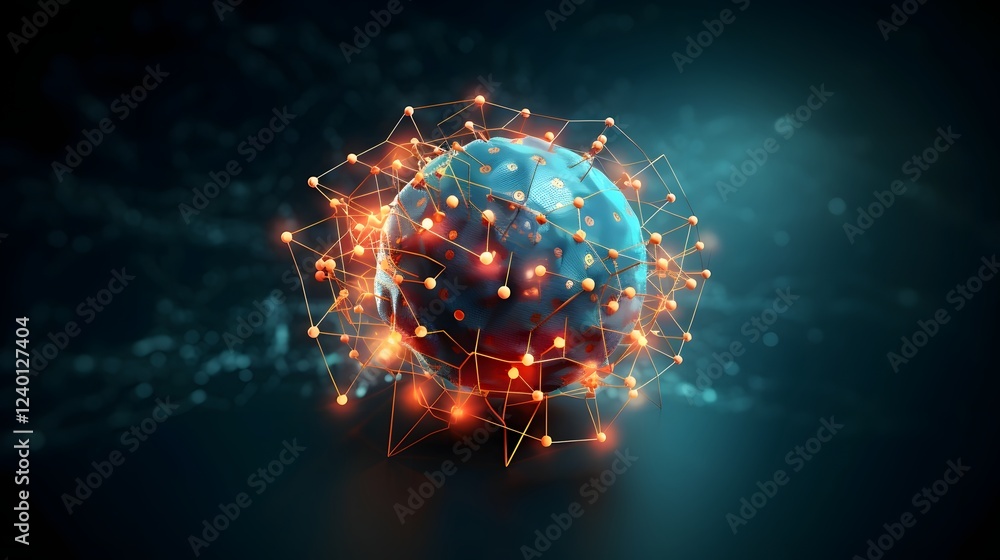 Aufkleber interconnected spheres of abstract brain a futuristic and conceptual depicting the complex structure