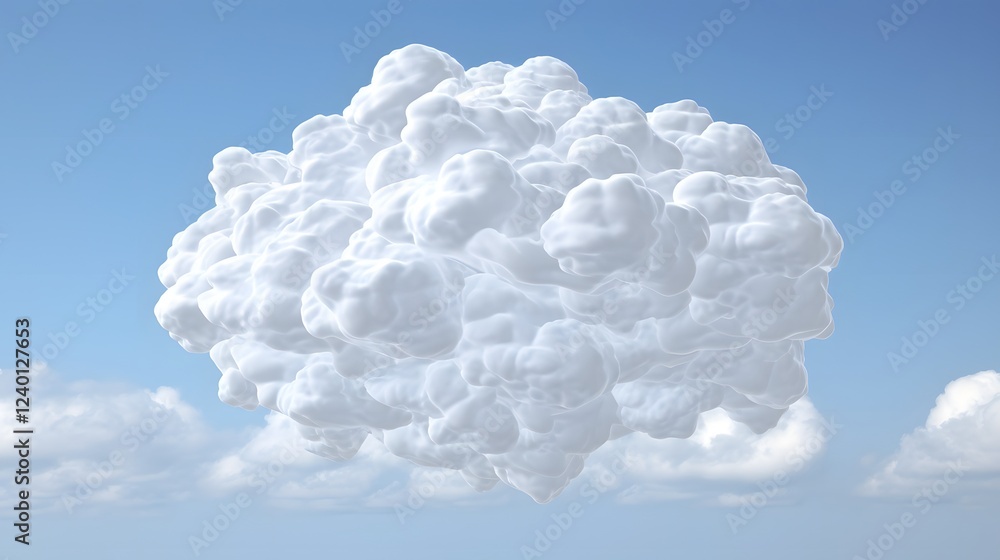 Poster conceptual brain made from wispy fluffy clouds floating in a scenic sky this surreal and symbolic im