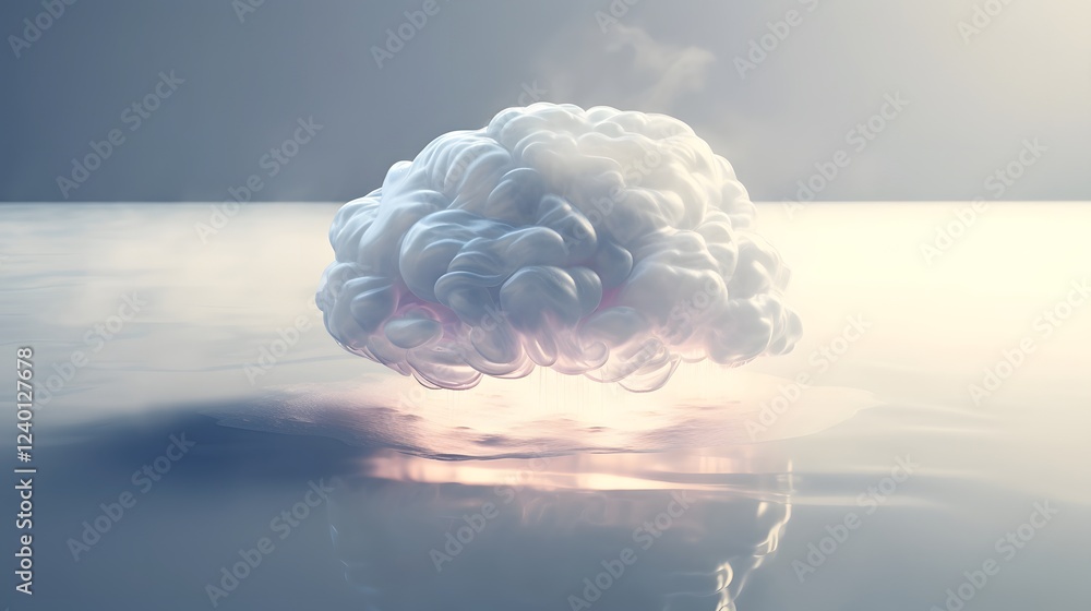Poster conceptual image of a brain formed from fluffy wispy clouds symbolizing the ethereal nature of daydr