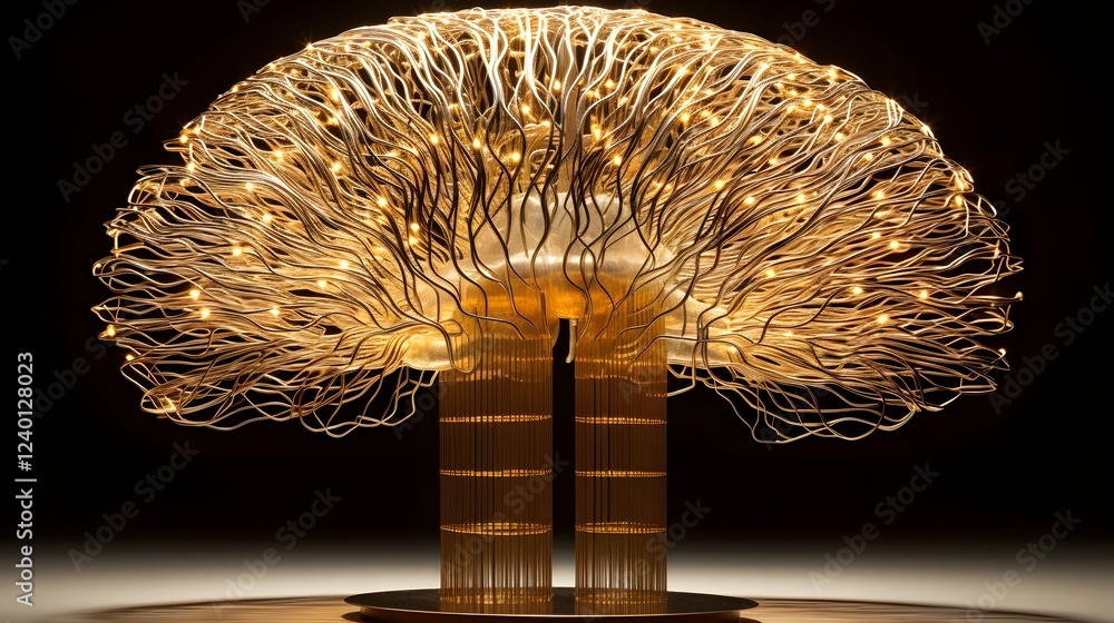 Poster brilliant brain glimmering filaments of intelligence and an abstract digital representation of a bra