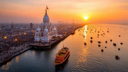 Naklejka premium bird eye view of Maha Kumbh Mela
