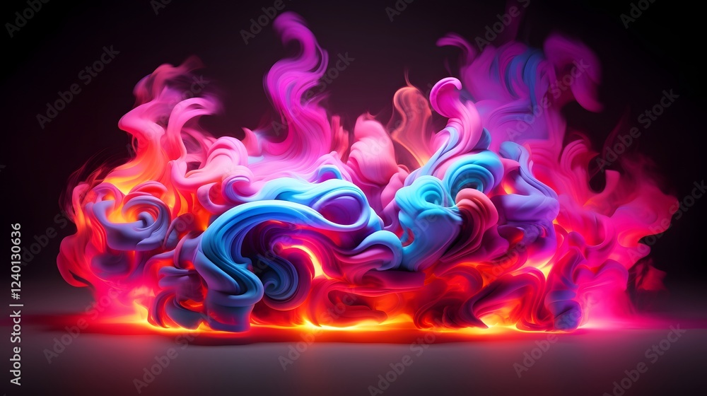 Poster stunning 3d rendering of a vibrant neon sign typography with a glowing and futuristic urban aestheti