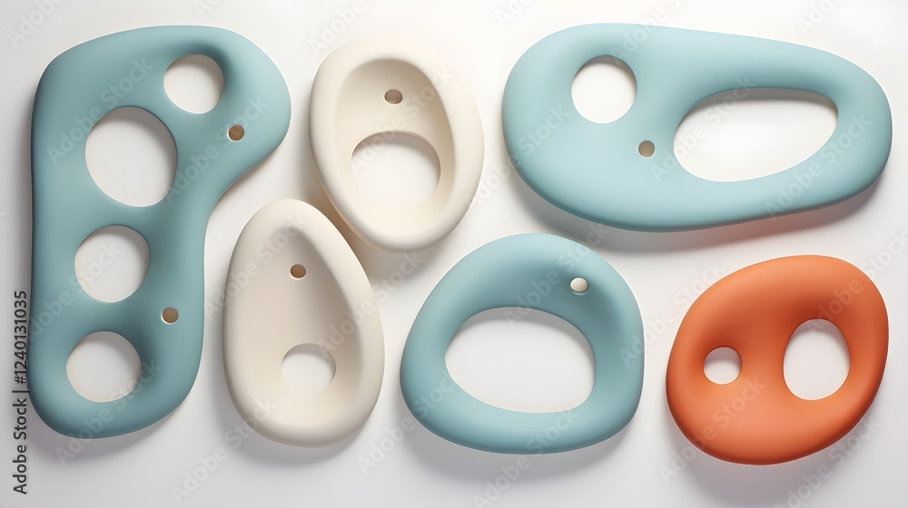 Poster soft pastel colored organic shapes and cutouts in a modern minimal design layout these abstract elem