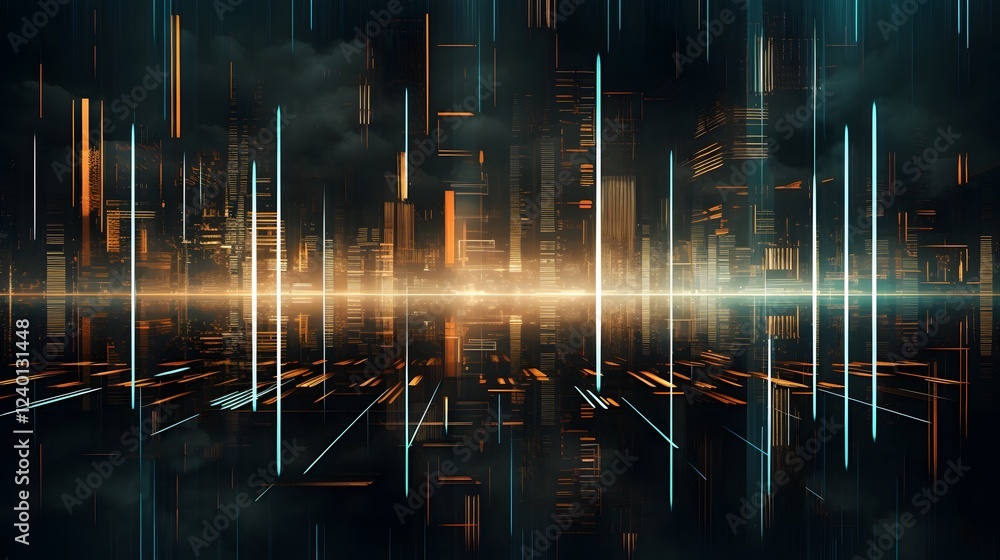 Poster striking and captivating futuristic glitch effect graphic elements with a vibrant disoriented and vi