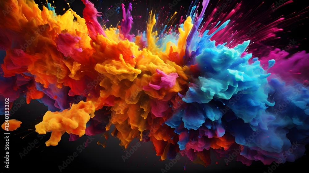 Aufkleber striking digital paint explosion with dynamic vibrant colors and fluid abstract patterns