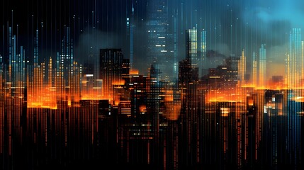 Fototapeta premium Animated glitch typography with a futuristic cyber design effect featuring distorted and deconstructed 3D text in a digital abstract and visually striking composition