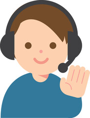 ヘッドセットを付けた笑顔の男性