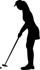 The woman golf player silhouette