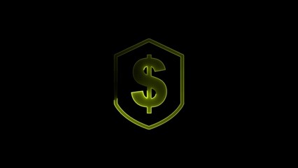 neon dollar icon illustration on black background.